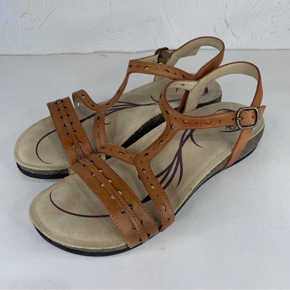 Abeo Bio System Strappy Leather Sandals Brown Womens Sz 8 Walking